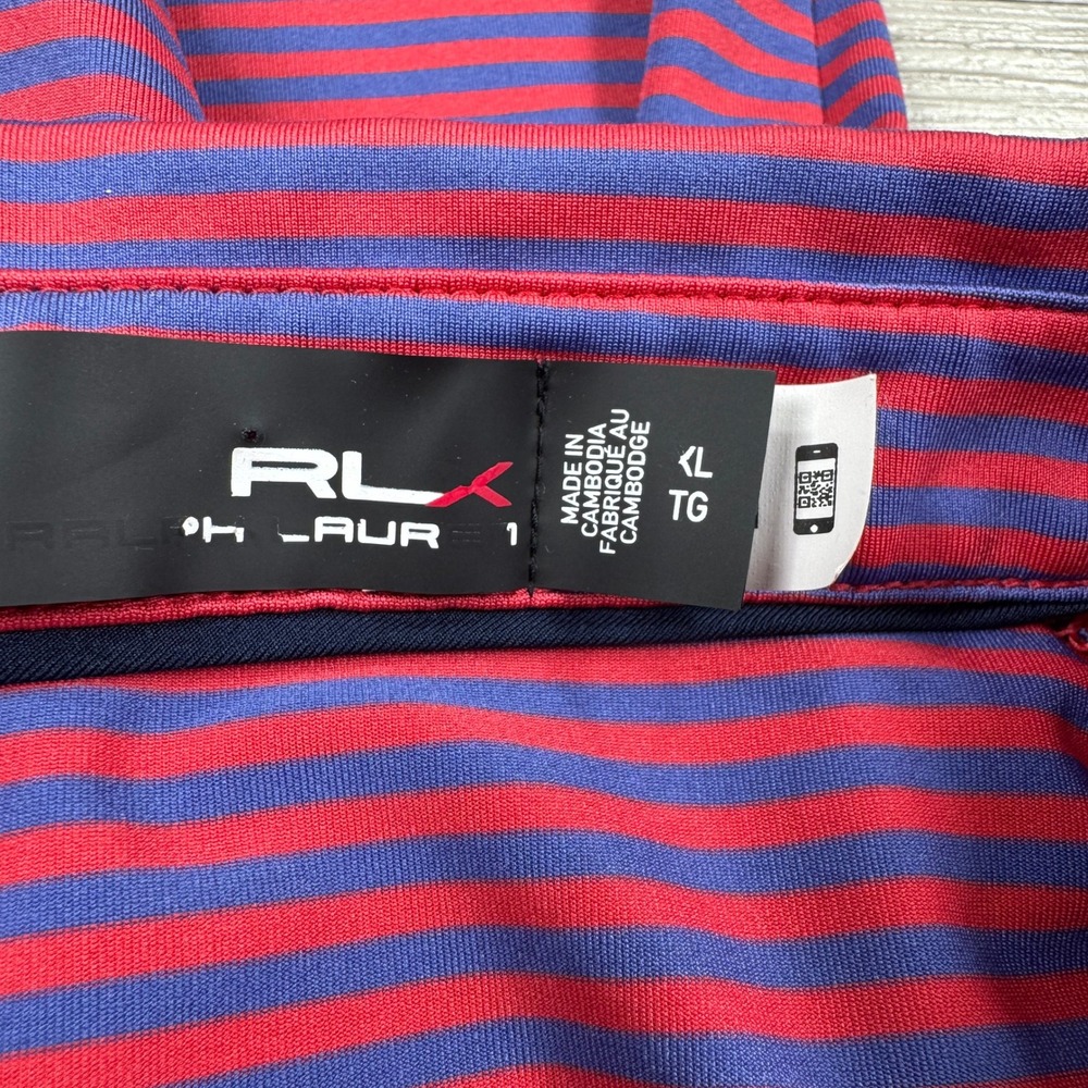 RLX Ralph Lauren Men's Polo Shirt Striped Blue Red XL Short Sleeve Performance - Picture 7 of 7